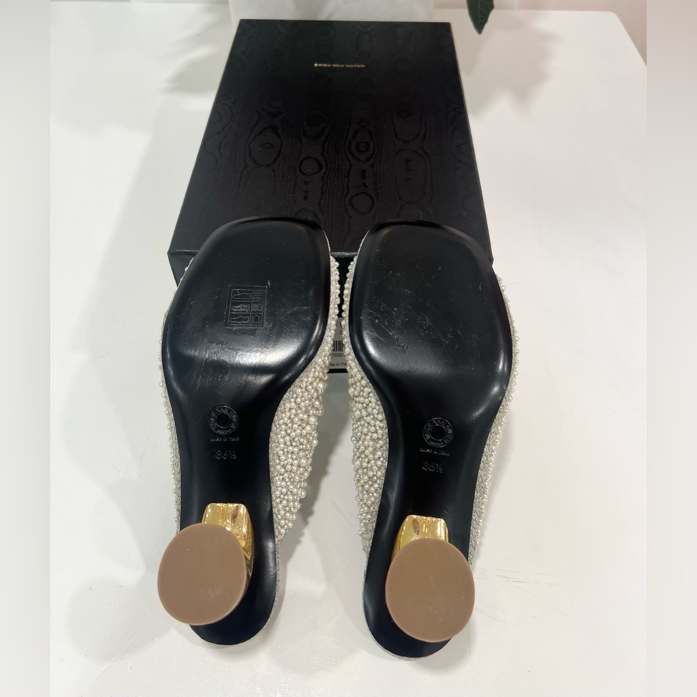 DRIES VAN NOTEN
Pearly Beaded Mule Sandals In Silver - Picture 8 of 8